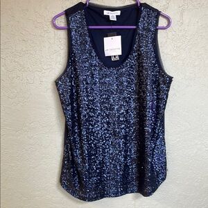 Liz Claiborne Sparkling Blue Sequin Tank Top